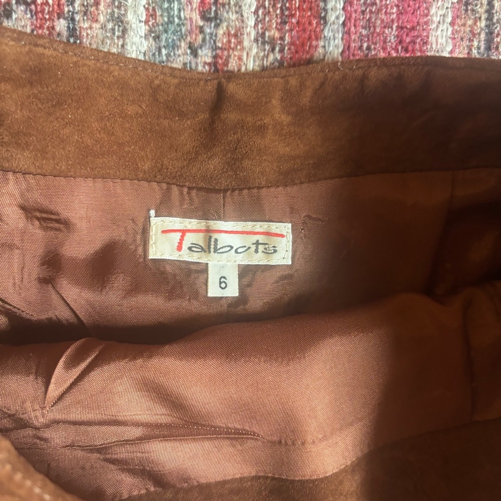 Talbots Brown Suede Midi Pencil Skirt - Picture 3 of 6